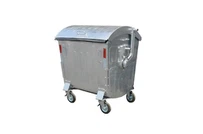 Velik pocinkan koš za smeti s pokrovom