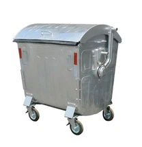 Premični pocinkani koš za smeti s pokrovom