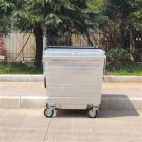 Okrogel kovinski koš za smeti s pokrovom